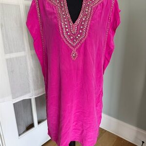 Calypso St. Barth Pink Embellished Sleeveless Tunic